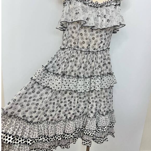 Dolce & Gabbana Tiered Ruffle Floral Silk Dress Sheer | Size: 44 - Picture 6 of 14